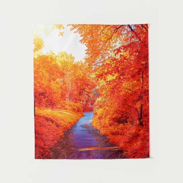 Tenture Au-dessus Saturé Orange Jaune Feuilles d'automne (Devant)