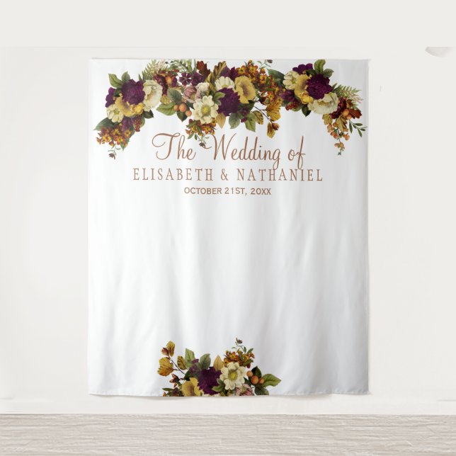 Tenture Automne floral chic mariage photo stand fond (Devant)
