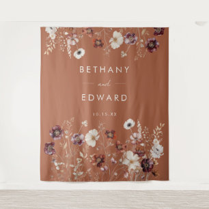 Tenture Automne Floral Terracotta Mariage fond