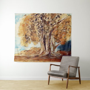 Tenture Automne Jungle Bois Arbres Paysage Peinture
