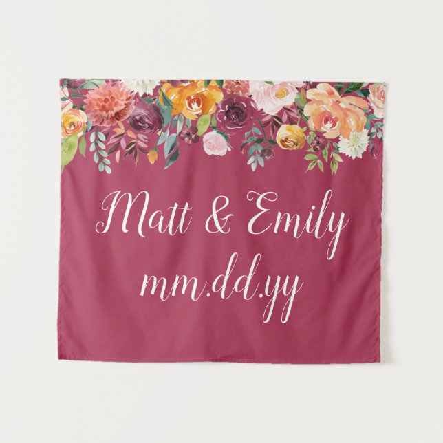 Tenture Automne Photo Booth Prop Mariage Bourgogne fond (Devant (Horizontal))