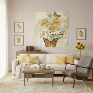 Tenture Avec Dieu tournesols et papillon  