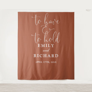 Tenture Avoir Et Tenir Terracotta Mariage Fond Photo