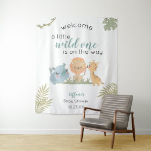 Tenture Baby Boy Shower Safari Animaux Panneau de fond