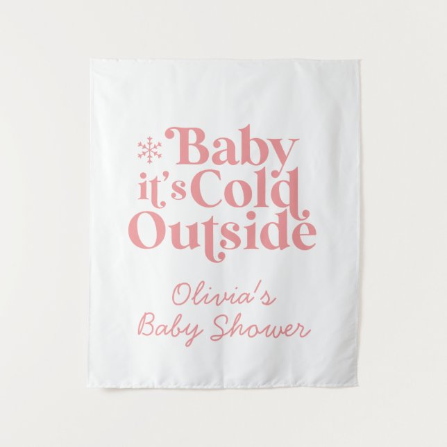 Tenture Baby It's Cold Outside Retro Baby shower Welcome (Devant)