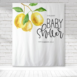 Tenture Baby-Shower aquarelle au citron