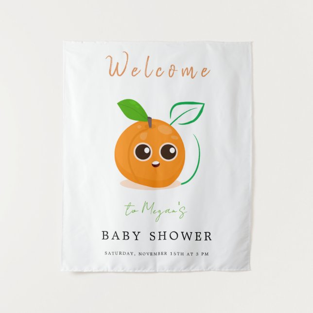 Tenture Baby Shower Clémentine Orange Fruit (Devant)