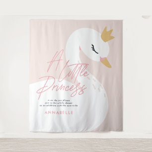 Tenture Baby shower cygne élégant rose aqua fille mignon