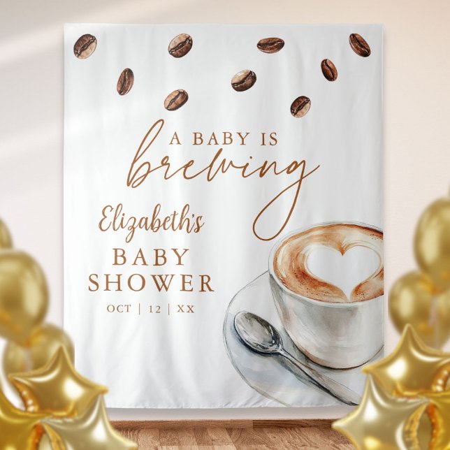 Tenture Baby shower de brassage de café - fond photo (Coffee Brewing Baby Shower Photo Backdrop)