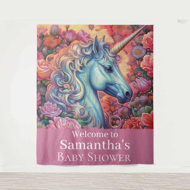 Tenture Baby shower de licorne magique (Devant)