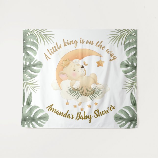 Tenture Baby shower de Lion bébé fond (Devant (Horizontal))