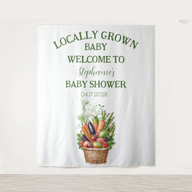 Tenture Baby shower de marché des fermiers cultivés locale (Devant)