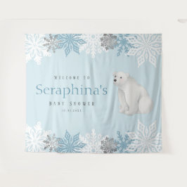 Tenture Baby shower d'ours polaire bleu arctique