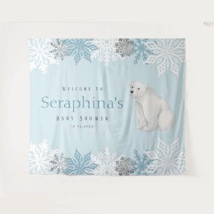 Tenture Baby shower d'ours polaire bleu arctique