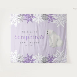 Tenture Baby shower d'ours polaire violet arctique