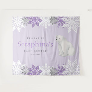 Tenture Baby shower d'ours polaire violet arctique