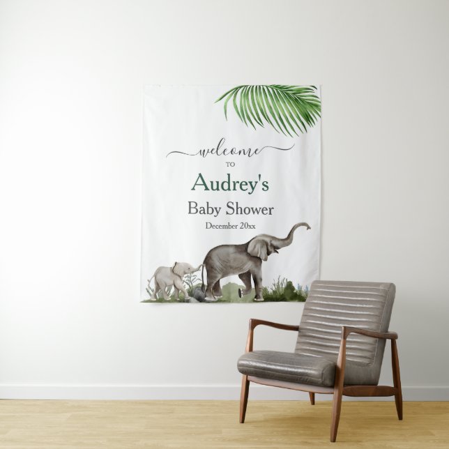 Tenture Baby shower Elephant Boy Arrière-plan Affiche de b (En situation)