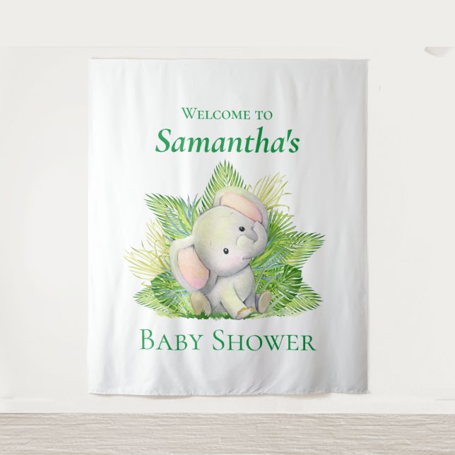 Tenture Baby shower Elephant Safari (Devant)
