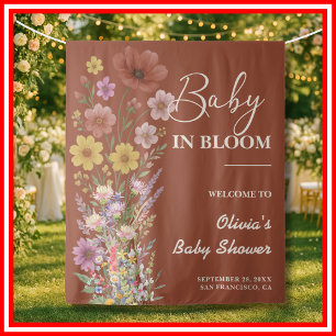 Tenture Baby shower Fleur sauvage Baby in Bloom Backdrop
