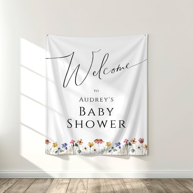 Tenture Baby shower Fleur sauvage coloré Accueil (Créateur téléchargé)