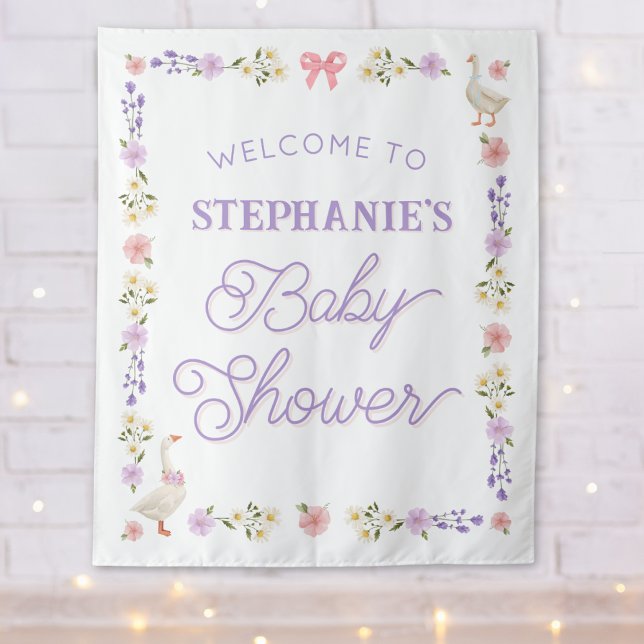 Tenture Baby shower fleur sauvage d'aquarelle (Créateur téléchargé)