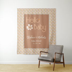 Tenture Baby shower Floral Retro Boho Arrière-plan Tapisse