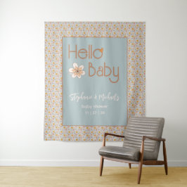 Tenture Baby shower Floral Retro Boho Arrière-plan Tapisse