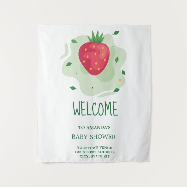 Tenture Baby Shower Fruite Rouge Verte Fraise (Devant)