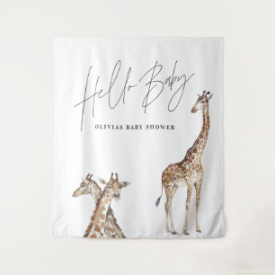 Tenture Baby shower girafe moderne typographie élégante