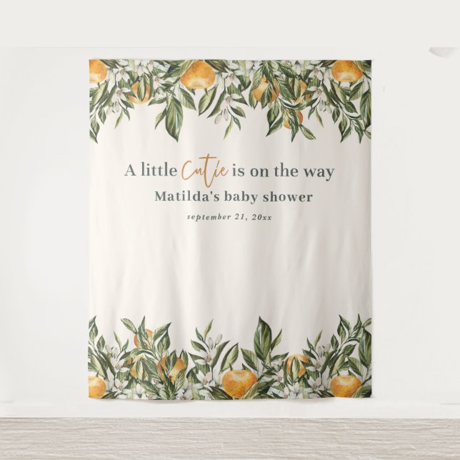 Tenture Baby shower orange rustique un petit amour de citr (Devant)