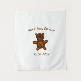 Tenture Baby shower oursin marron élégant ajoutez nom date