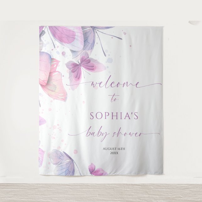Tenture Baby Shower Papillons (Devant)