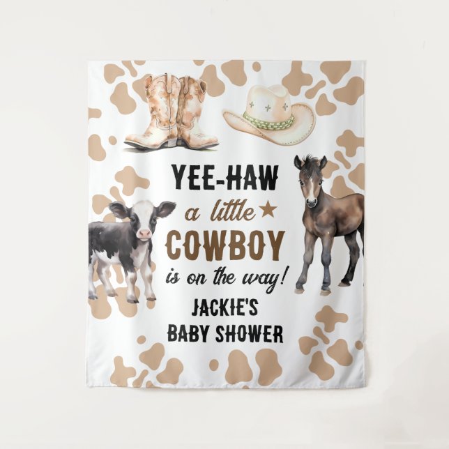 Tenture Baby Shower Rodéo Petit Cowboy (Devant)