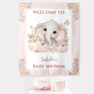 Tenture Baby shower rose automne fille Affiche de bienvenu
