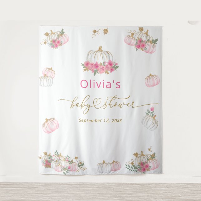 Tenture Baby shower rose Citrouille (Devant)