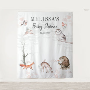 Tenture Baby shower Rustique des animaux forestiers