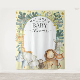 Tenture Baby shower safari neutre Jaune
