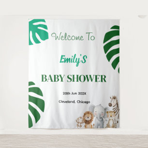 Tenture Baby Shower Safari Personnalisé