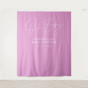 Tenture Baby shower script moderne cerise rose élégant