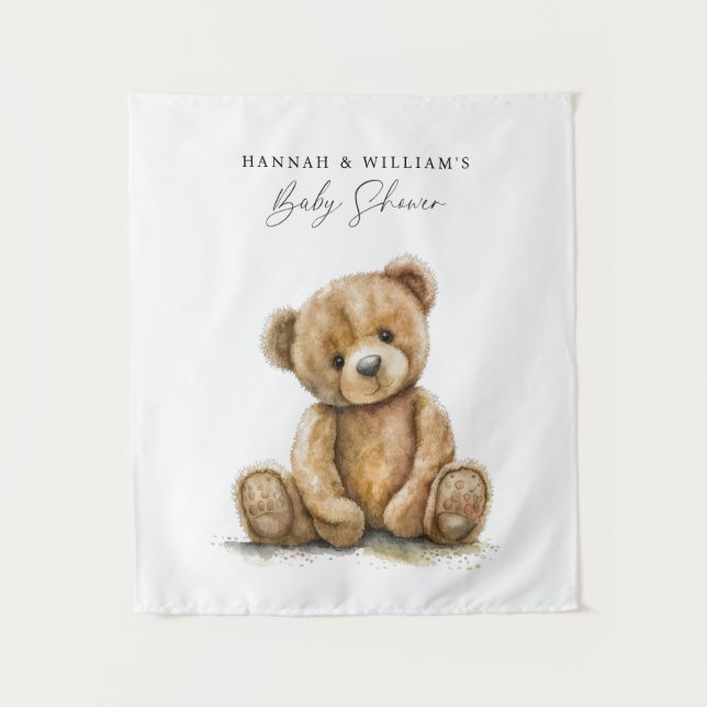 Tenture Baby-Shower Simple Ours Petite Ourse Aquarelle (Devant)
