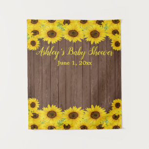 Tenture Baby shower Sunflowers Arrière-plan Bois Photo Boi