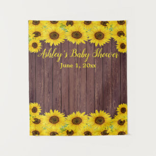 Tenture Baby shower Sunflowers Arrière-plan Bois Photo Boi