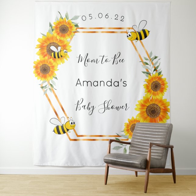 Tenture Baby shower tournesol Maman pour être neutre (En situation)
