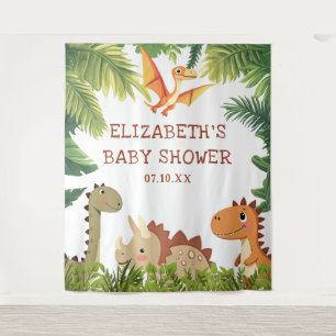Tenture Baby shower vert de Dinosaur Cute Fond photo