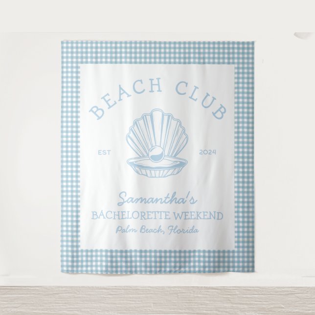 Tenture Bachelorette côtière club de plage bleu (Devant)