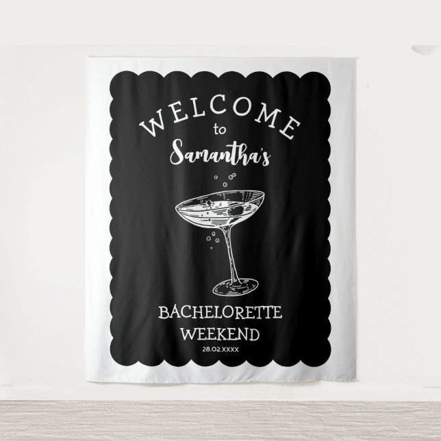 Tenture Bachelorette de bord Scalop Backdrop Cocktail (Devant)