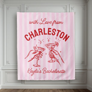 Tenture Bachelorette Pastel Stripes Martini Personnalisé S