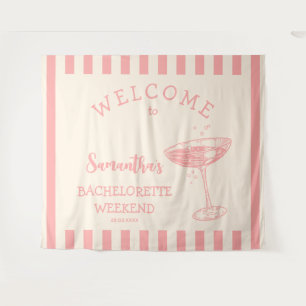 Tenture Bachelorette Rose Côtier En Arrière-Plan Cocktail