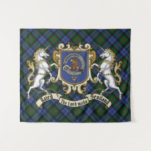 Tenture Baird Clan Badge & Unicorns avec Tartan