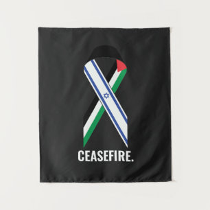 Tenture Balises du cessez-le-feu Israël et Palestine noir